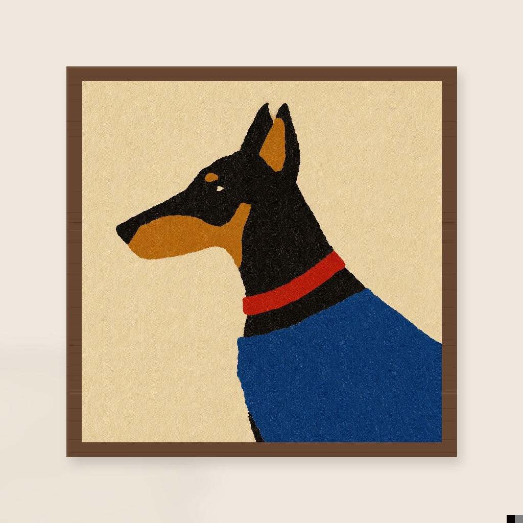 House Dog, Oxblood, framed close-up, walnut