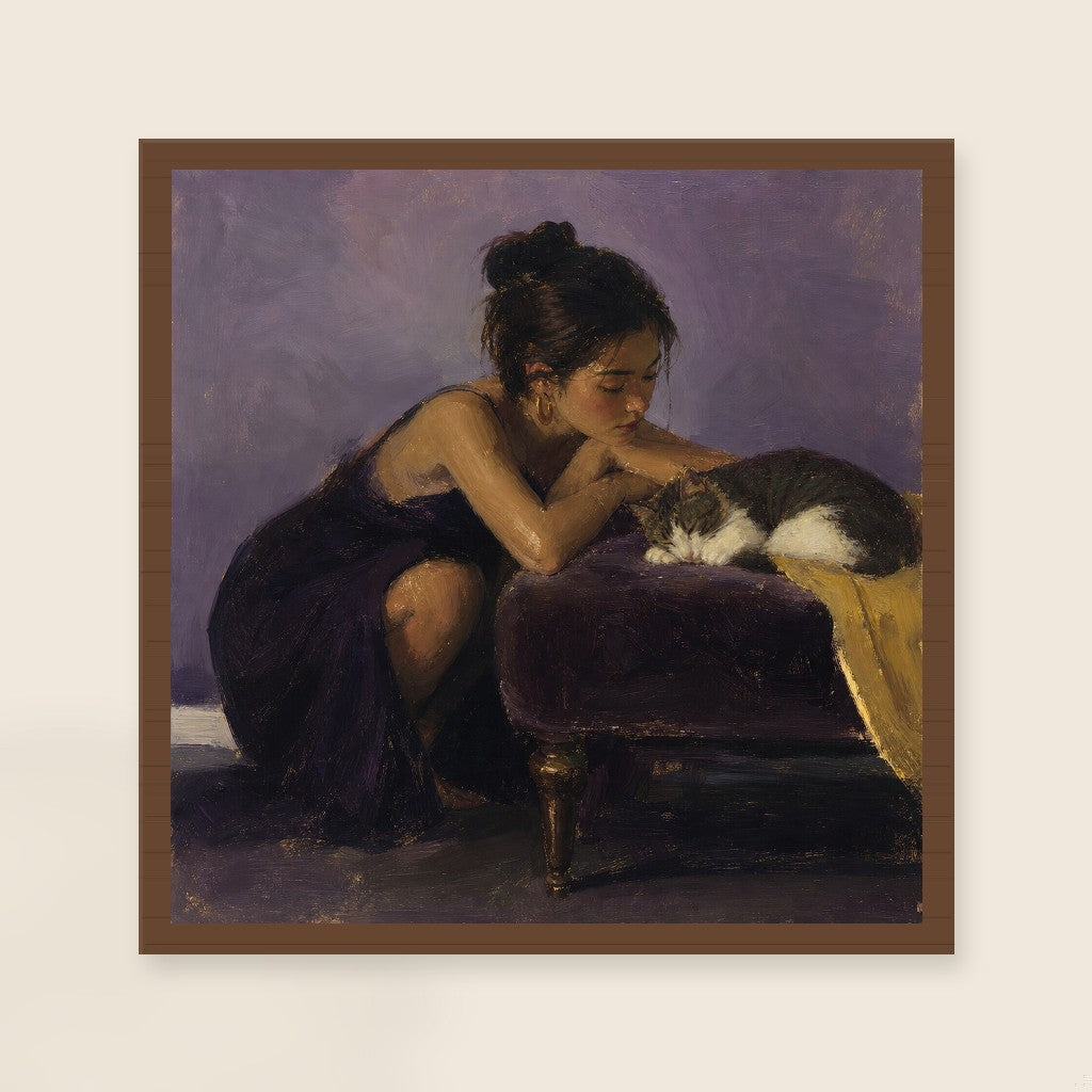 Don't Wake the Cat, framed close-up, walnut