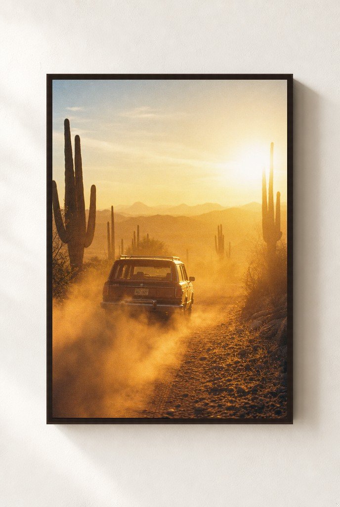 Dust and Gold, framed, walnut