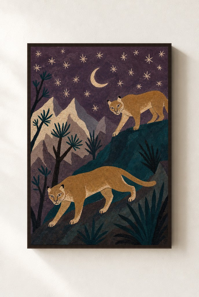 Leopards, Loose, framed close-up, walnut