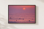 Pink Dawn Line-Up, framed, walnut