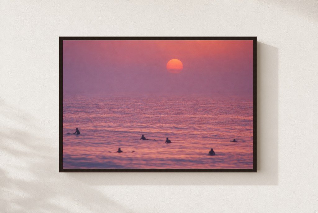 Pink Dawn Line-Up, framed, walnut