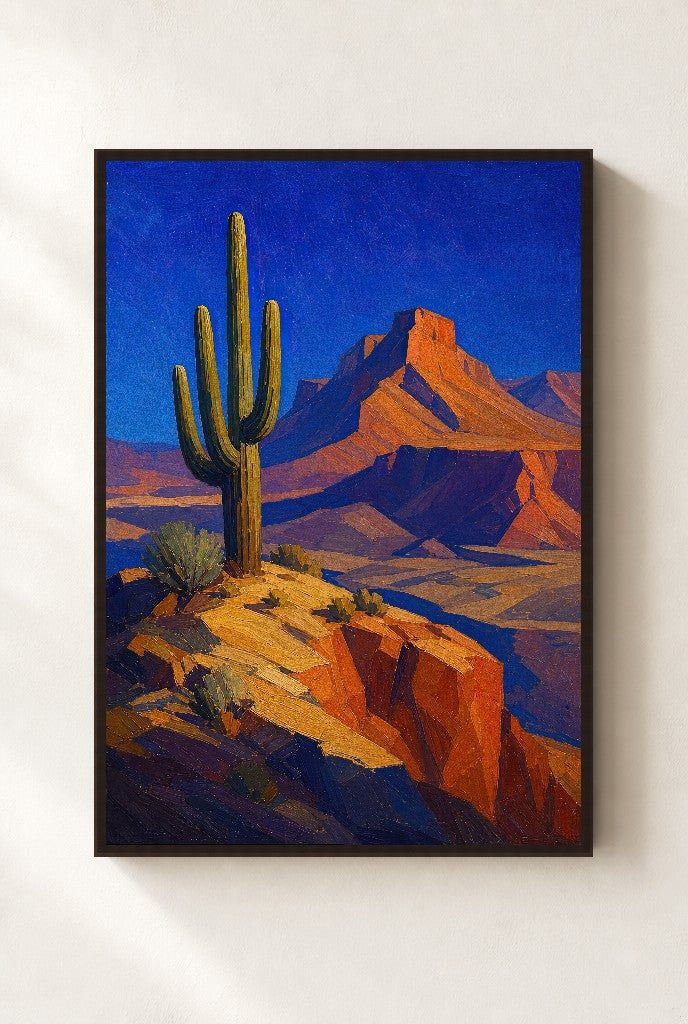 One Cactus, No Apologies, framed close-up, walnut