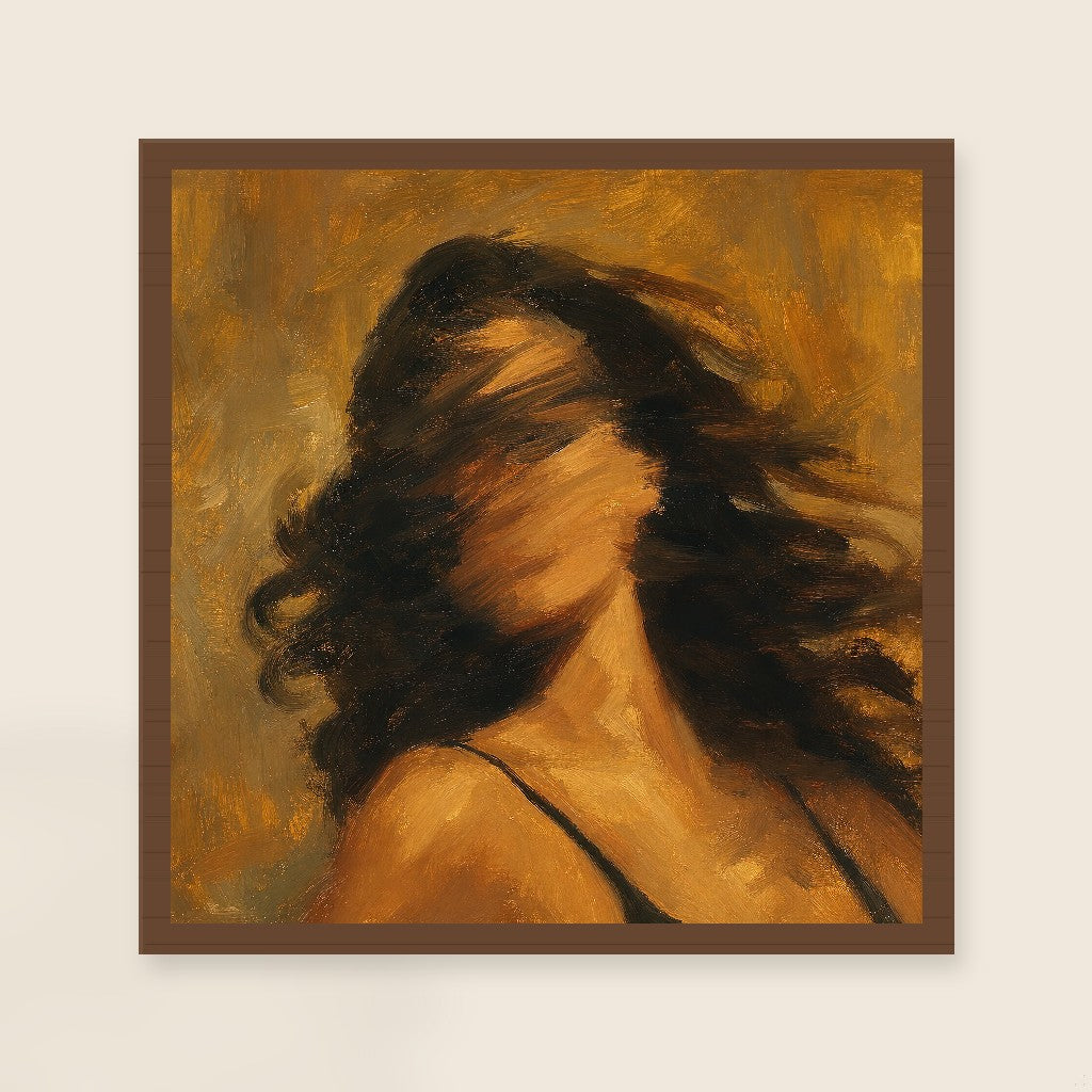 Hair Whip, Ochre Wash, framed close-up, walnut