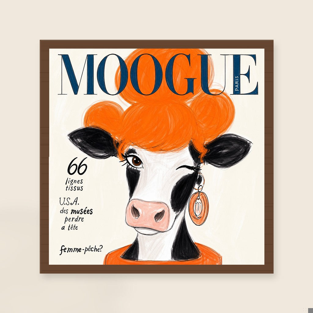 MOOGUE Paris print, mounted in a walnut wood frame on a cream wall.