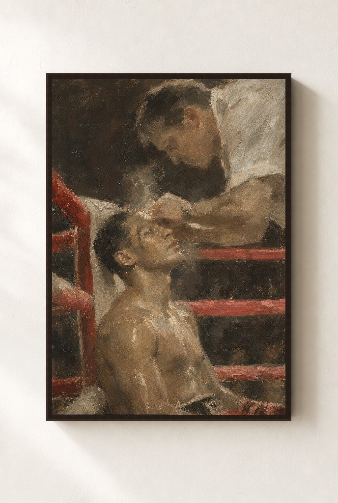 Between Rounds, framed close-up, walnut