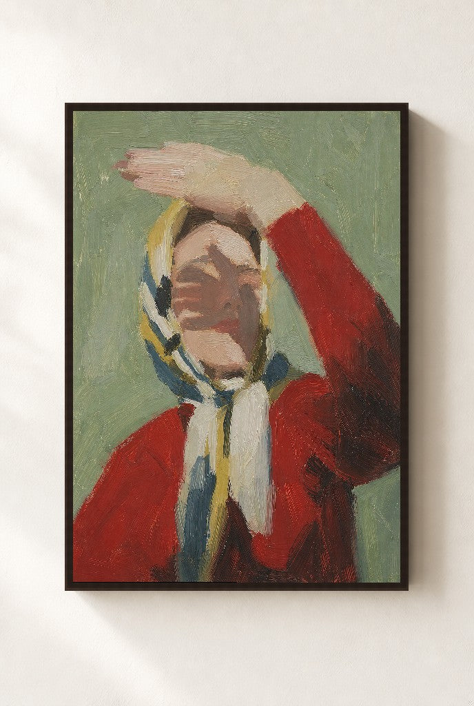 Red Jacket, Sage, framed close-up, walnut