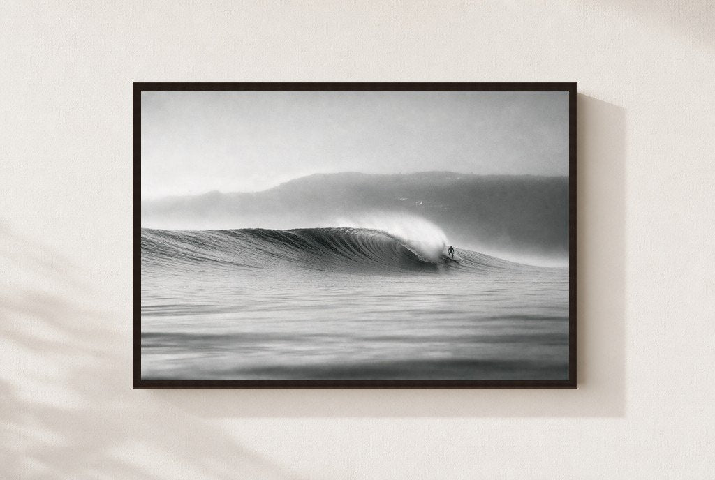 One Clean Wave, framed, walnut