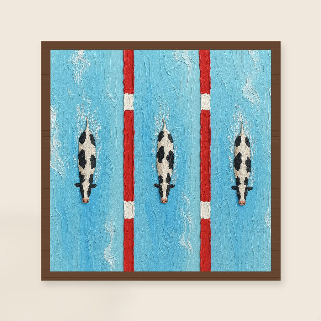 Lane Three print, mounted in a walnut wood frame on a cream wall.