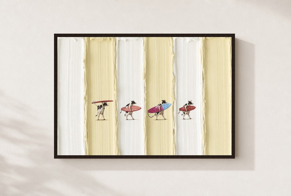 Sand Pilgrimage print, mounted in a walnut wood frame on a cream wall.