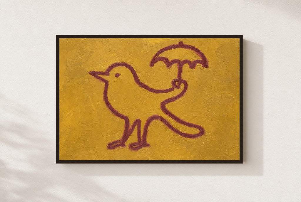 Line Bird, Umbrella, framed close-up, walnut