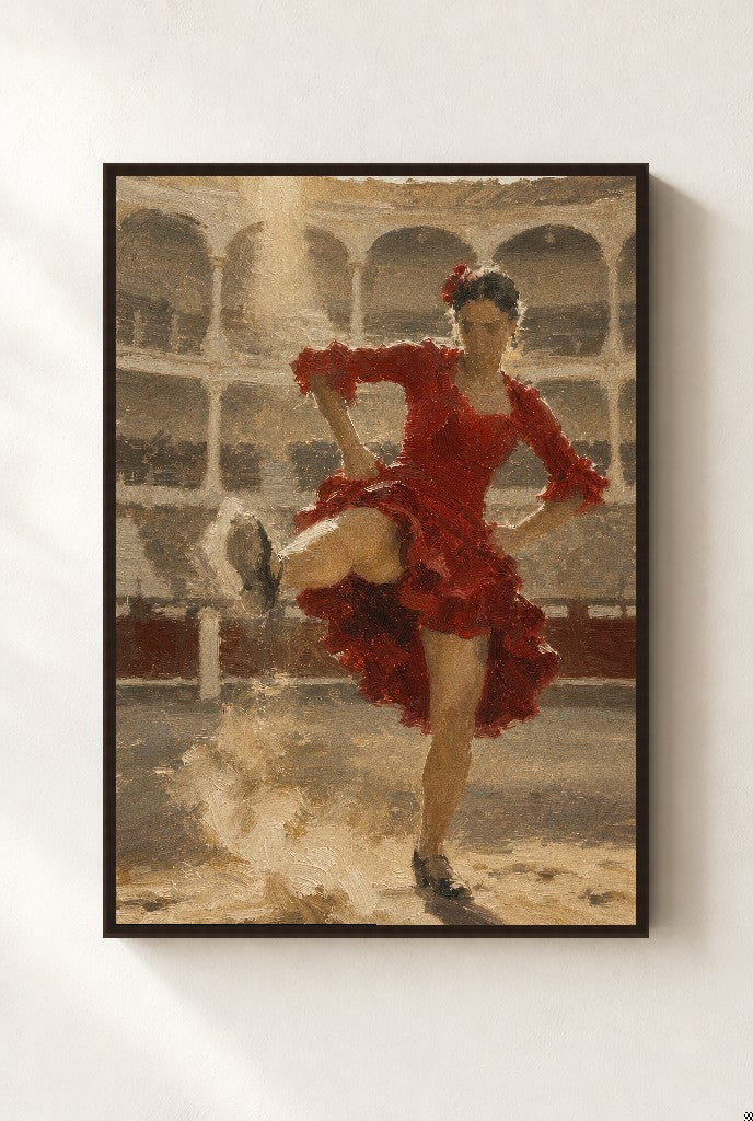 Mid-Stomp, framed close-up, walnut