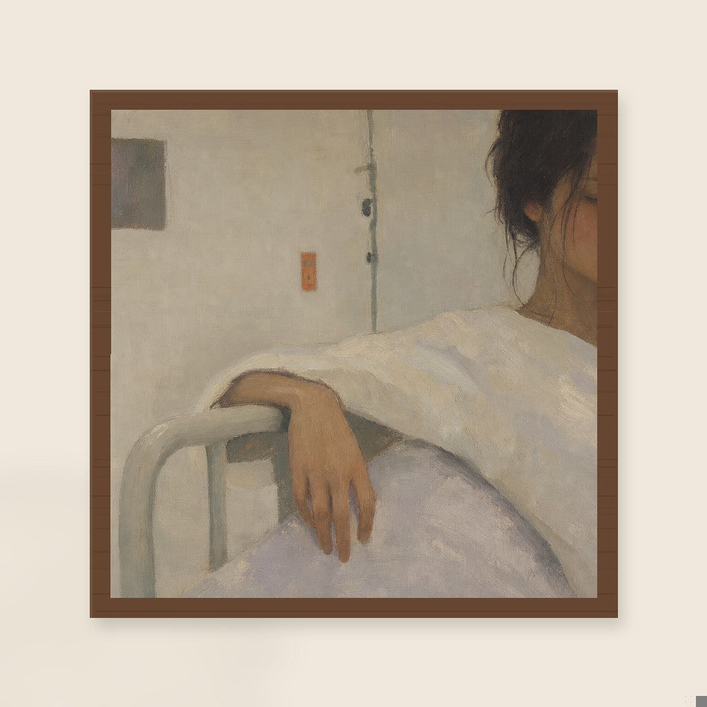 The Quiet Floor, framed close-up, walnut